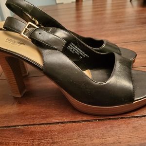 Mossimo Open Toe Black Sling Back Heels